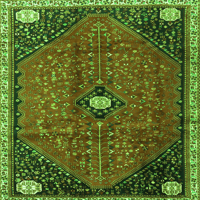 Round Machine Washable Persian Green Traditional Area Rugs, wshtr3050grn