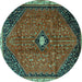 Round Persian Turquoise Traditional Rug, tr3050turq