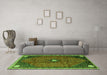 Machine Washable Persian Green Traditional Area Rugs in a Living Room,, wshtr3050grn