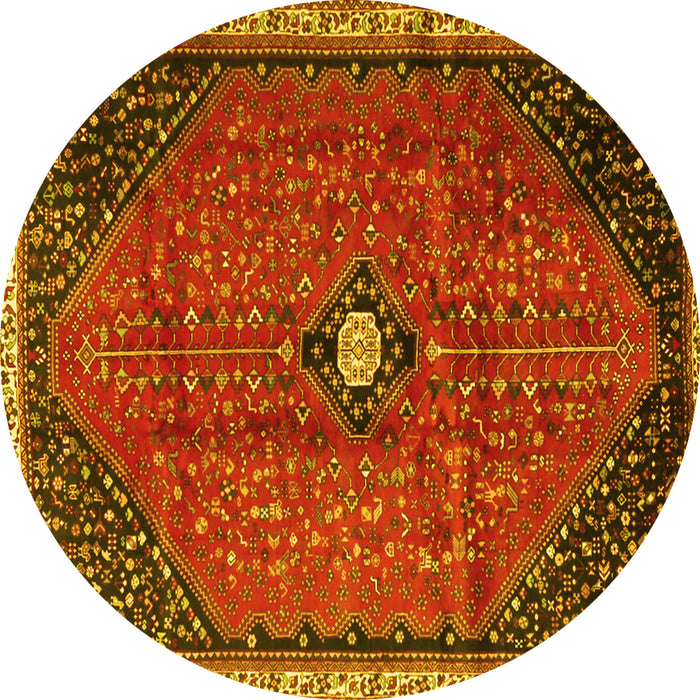 Round Persian Yellow Traditional Rug, tr3050yw