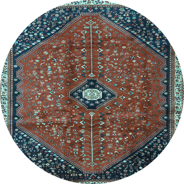 Round Machine Washable Persian Light Blue Traditional Rug, wshtr3050lblu