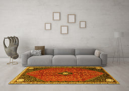 Machine Washable Persian Yellow Traditional Rug in a Living Room, wshtr3050yw