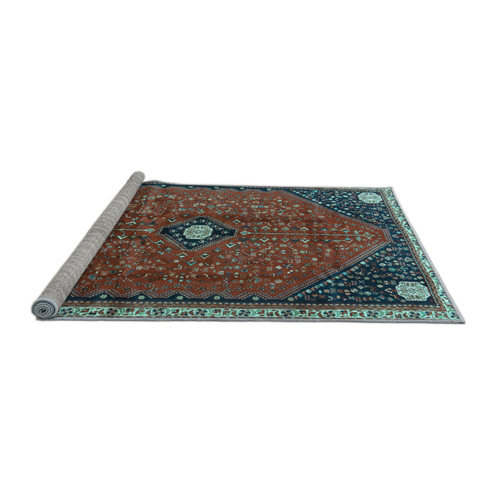 Sideview of Machine Washable Persian Light Blue Traditional Rug, wshtr3050lblu