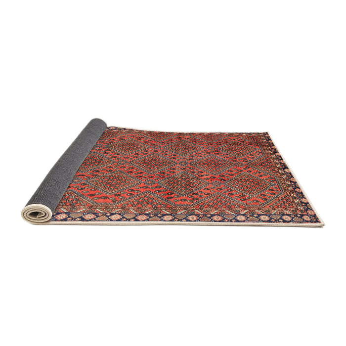Sideview of Traditional Orange Salmon Pink Persian Rug, tr3051
