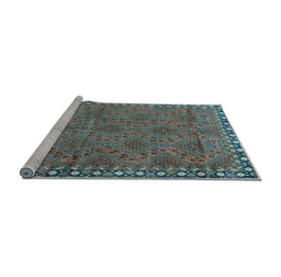 Sideview of Machine Washable Persian Light Blue Traditional Rug, wshtr3051lblu
