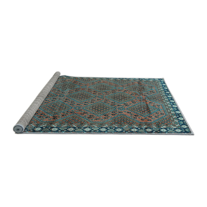 Sideview of Machine Washable Persian Light Blue Traditional Rug, wshtr3051lblu