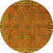 Round Persian Yellow Traditional Rug, tr3051yw