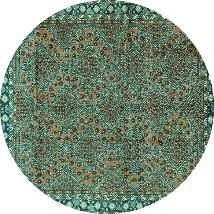 Round Persian Turquoise Traditional Rug, tr3051turq