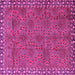 Square Machine Washable Persian Pink Traditional Rug, wshtr3051pnk