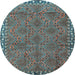 Round Persian Light Blue Traditional Rug, tr3051lblu