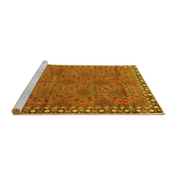 Sideview of Machine Washable Persian Yellow Traditional Rug, wshtr3051yw