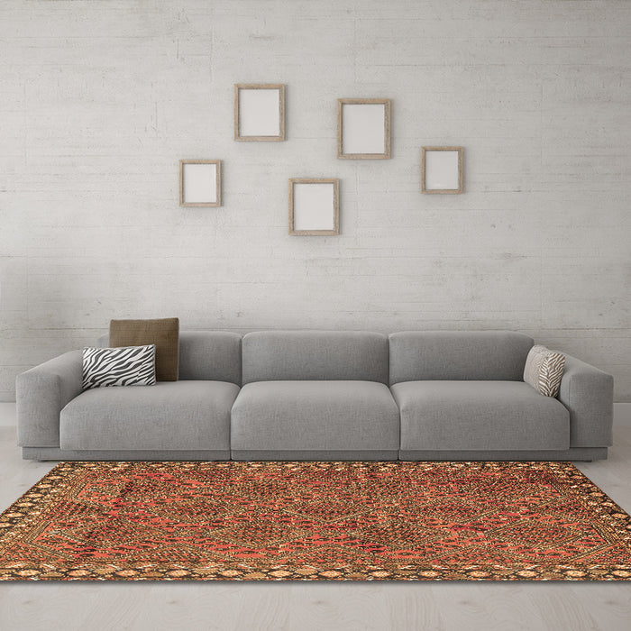 Machine Washable Persian Brown Traditional Rug in a Living Room,, wshtr3051brn