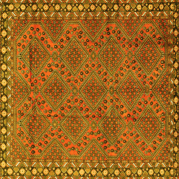 Square Machine Washable Persian Yellow Traditional Rug, wshtr3051yw