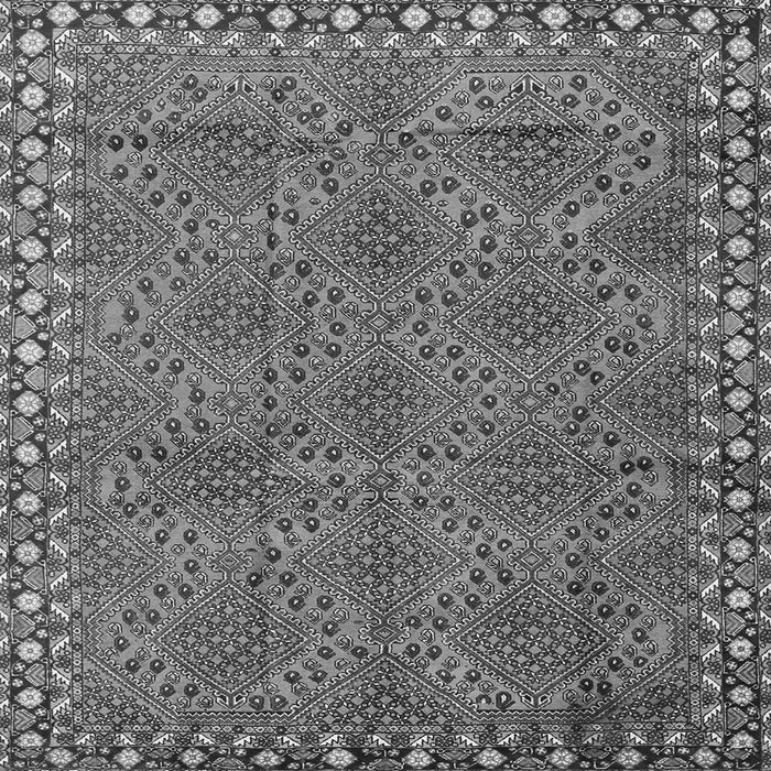 Round Machine Washable Persian Gray Traditional Rug, wshtr3051gry