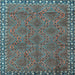 Square Machine Washable Persian Light Blue Traditional Rug, wshtr3051lblu