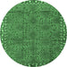 Round Persian Emerald Green Traditional Rug, tr3051emgrn