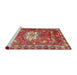 Sideview of Machine Washable Traditional Tangerine Pink Rug, wshtr3052