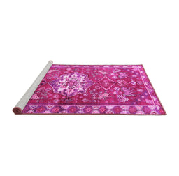 Sideview of Machine Washable Animal Pink Traditional Rug, wshtr3052pnk