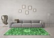 Machine Washable Animal Emerald Green Traditional Area Rugs in a Living Room,, wshtr3052emgrn