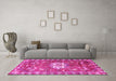 Machine Washable Animal Pink Traditional Rug in a Living Room, wshtr3052pnk