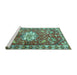 Sideview of Machine Washable Animal Turquoise Traditional Area Rugs, wshtr3052turq