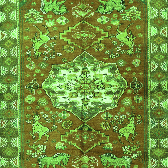 Animal Green Traditional Rug, tr3052grn