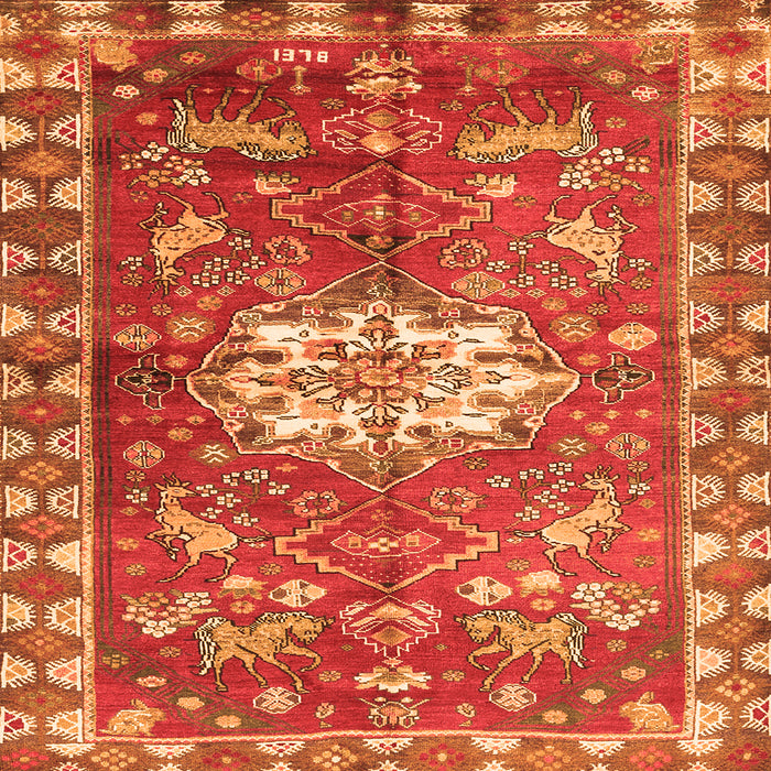 Serging Thickness of Animal Orange Traditional Rug, tr3052org