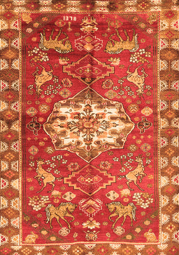 Animal Orange Traditional Rug, tr3052org