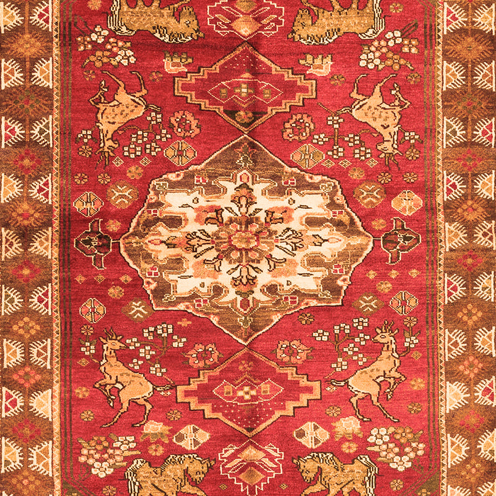 Animal Orange Traditional Rug, tr3052org