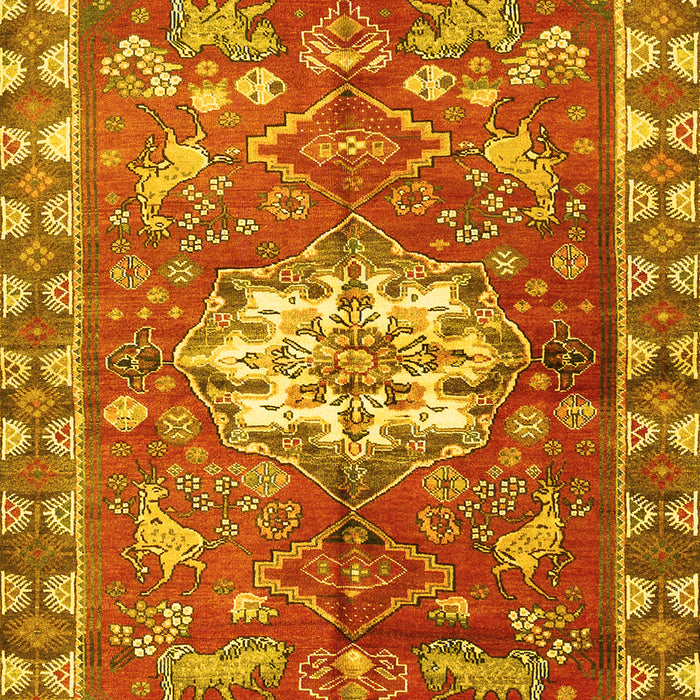 Machine Washable Animal Yellow Traditional Rug, wshtr3052yw