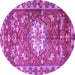 Round Machine Washable Animal Purple Traditional Area Rugs, wshtr3052pur