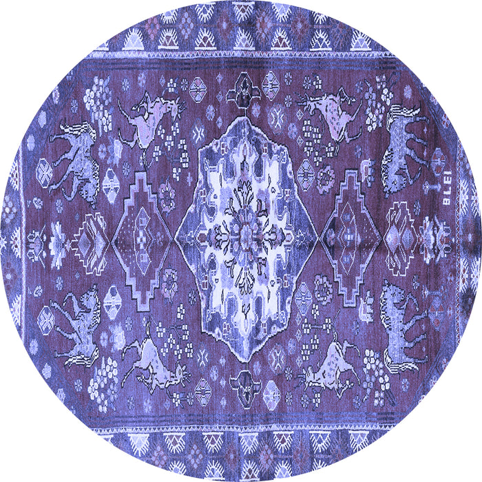 Round Animal Blue Traditional Rug, tr3052blu