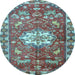 Round Machine Washable Animal Light Blue Traditional Rug, wshtr3052lblu