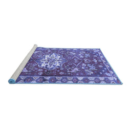 Sideview of Machine Washable Animal Blue Traditional Rug, wshtr3052blu