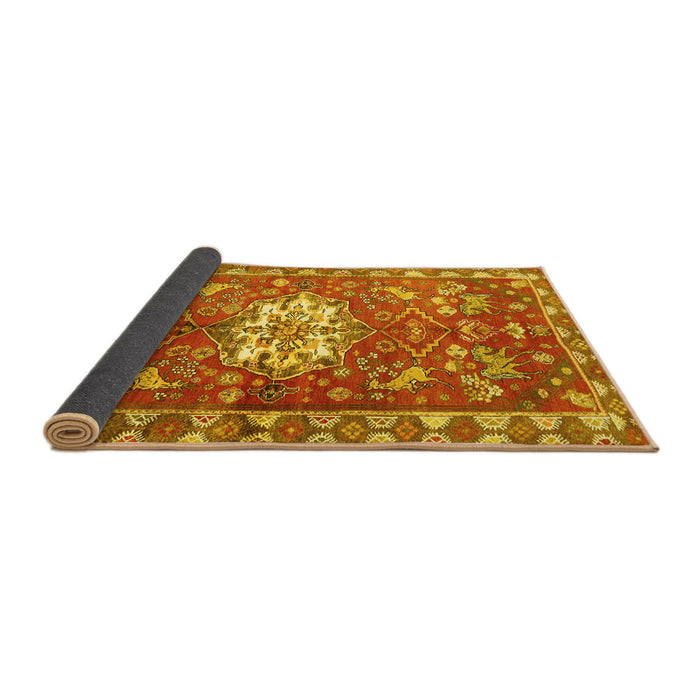 Sideview of Animal Yellow Traditional Rug, tr3052yw