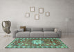 Machine Washable Animal Turquoise Traditional Area Rugs in a Living Room,, wshtr3052turq