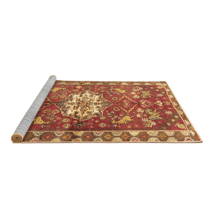 Sideview of Machine Washable Animal Brown Traditional Rug, wshtr3052brn