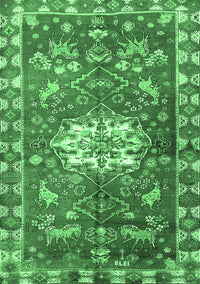 Animal Emerald Green Traditional Rug, tr3052emgrn