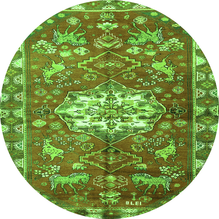 Square Animal Green Traditional Rug, tr3052grn