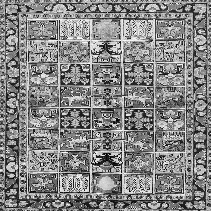 Round Machine Washable Persian Gray Traditional Rug, wshtr3053gry