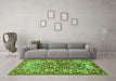 Machine Washable Persian Green Traditional Area Rugs in a Living Room,, wshtr3053grn