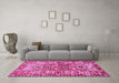 Machine Washable Persian Pink Traditional Rug in a Living Room, wshtr3053pnk