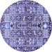 Round Machine Washable Persian Blue Traditional Rug, wshtr3053blu