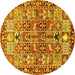 Round Machine Washable Persian Yellow Traditional Rug, wshtr3053yw