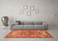 Machine Washable Persian Orange Traditional Rug, wshtr3053org