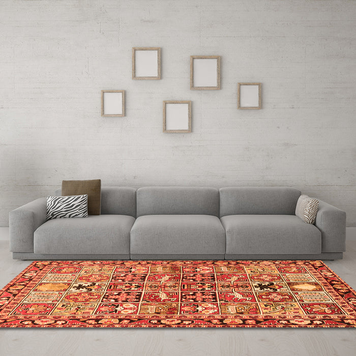 Machine Washable Persian Orange Traditional Area Rugs in a Living Room, wshtr3053org