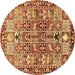 Round Machine Washable Persian Brown Traditional Rug, wshtr3053brn