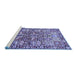 Sideview of Machine Washable Persian Blue Traditional Rug, wshtr3053blu