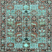 Square Machine Washable Persian Light Blue Traditional Rug, wshtr3053lblu