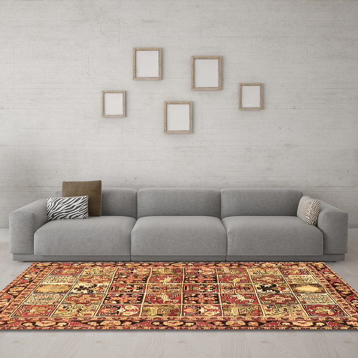 Machine Washable Persian Brown Traditional Rug in a Living Room,, wshtr3053brn